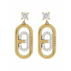 Серьги FURLA, кристалл, серебряный, золотой