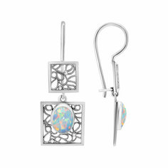 Серьги Яхонт, серебро, 925 проба, опал синтетический, , белый