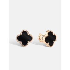Серьги пусеты DIALVI JEWELRY, красное золото, 585 проба, агат, размер 10 мм, длина 1 см, , черный