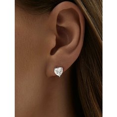 Серьги пусеты MIESTILO, серебро, 925 проба, родирование, фианит, размер 8 мм, , серебристый