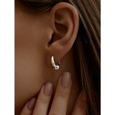 Серьги конго MIESTILO, серебро, 925 проба, родирование, размер 13 мм, длина 1.3 см, , серебристый