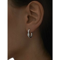 Серьги конго MIESTILO, серебро, 925 проба, родирование, фианит, длина 1.8 см, , серебристый