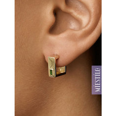 Серьги пусеты MIESTILO, серебро, 925 проба, золочение, фианит, , золотистый