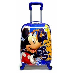 Чемодан , ручная кладь, 28х44х18 см, синий с принтом Mickey Mouse Нет бренда