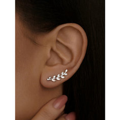 Серьги клаймберы MIESTILO, серебро, 925 проба, родирование, фианит, , серый, белый, серебристый