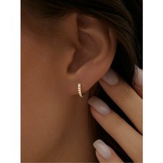 Серьги конго MIESTILO, серебро, 925 проба, золочение, фианит, размер 9 мм, , золотистый