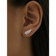 Серьги пусеты MIESTILO, серебро, 925 проба, родирование, фианит, , серебристый, белый
