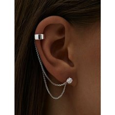 Комплект серег MIESTILO, серебро, 925 проба, родирование, фианит, размер 5 мм, , серебристый