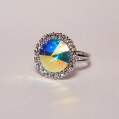 Кольцо Чарующий Рай, кристаллы Swarovski, Swarovski Zirconia, безразмерное, белый