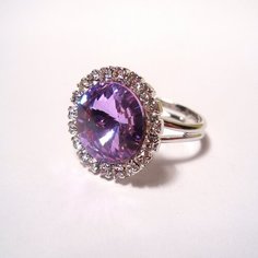 Кольцо Чарующий Рай, кристаллы Swarovski, Swarovski Zirconia, безразмерное, сиреневый