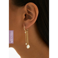 Серьги MIESTILO, серебро, 925 проба, золочение, фианит, жемчуг культивированный, , желтый, золотистый