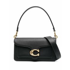 Сумка Coach, фактура зернистая, черный