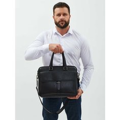Портфель POUCHMAN, фактура гладкая, черный