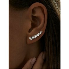 Серьги клаймберы MIESTILO, серебро, 925 проба, родирование, фианит, , серебристый