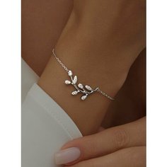 Браслет-цепочка MIESTILO, серебро, 925 проба, родирование, фианит, длина 21 см., серебряный