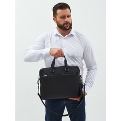 Портфель POUCHMAN, фактура зернистая, черный