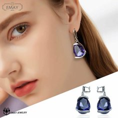 Серьги Emay, искусственный камень, шпинель, фиолетовый