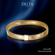 Жесткий браслет Delta jewelry factory, желтое золото, 585 проба, длина 15 см., золотистый, серебристый, желтый, белый