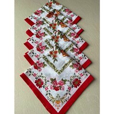 Носовой платок SAMO, 5 шт., красный/белый