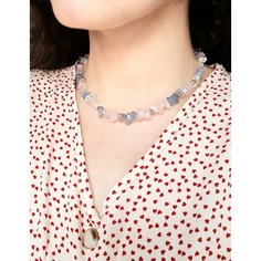 Колье ENJOY Украшения из камней, аквамарин, горный хрусталь, розовый кварц, длина 45 см, розовый, бесцветный, голубой