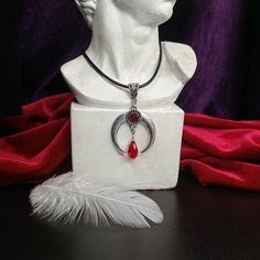 Колье Ведьмин Шкаф, длина 15 см, красный, серебряный