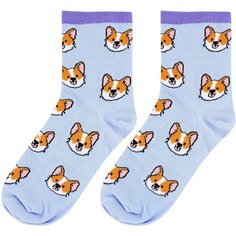 Носки Kawaii Factory, 100 den, размер 35-39, голубой/оранжевый/белый