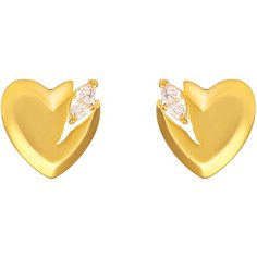 Серьги пусеты Kalinka modern story, кристалл, размер 20 мм, золотистый