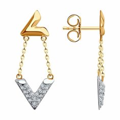 Серьги Diamant, красное золото, 585 проба, фианит