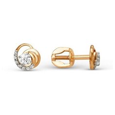 Серьги пусеты The Jeweller, красное золото, 585 проба, фианит