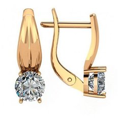 Серьги The Jeweller, красное золото, 585 проба, фианит, , золотистый