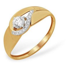 Кольцо The Jeweller, красное золото, 585 проба, кристаллы Swarovski, размер 16