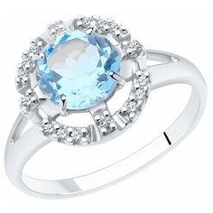 Кольцо Diamant, серебро, 925 проба, родирование, размер 19.5