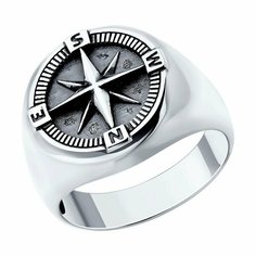 Кольцо Diamant, серебро, 925 проба, чернение, размер 19