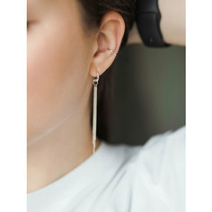 Серьги каффы LU Jewel, серебро, 925 проба, родирование, , серебристый