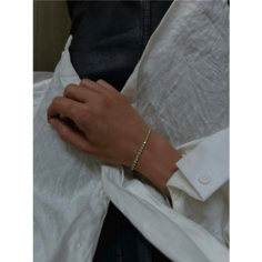Жесткий браслет LU Jewel, серебро, 925 проба, родирование, фианит, длина 19 см.