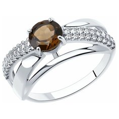 Кольцо Diamant, серебро, 925 проба, родирование, размер 19.5