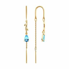 Серьги Diamant, красное золото, 585 проба, топаз