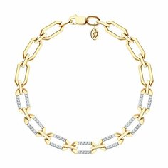 Браслет Diamant, красное золото, 585 проба, фианит, длина 16 см.