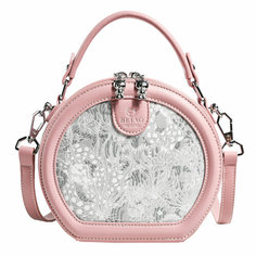 Сумка таблетка BeiBaoBao, фактура гладкая, плетеная, розовая пудра