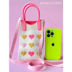 Сумка кросс-боди BIJOU.STUDIO, фактура плетеная, пэчворк, вязаная, рельефная, розовый