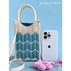 Сумка кросс-боди BIJOU.STUDIO, фактура плетеная, пэчворк, вязаная, рельефная, кремовый