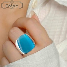 Кольцо Emay, кошачий глаз синтетический, искусственный камень, размер 19, голубой