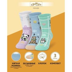 Носки Omsa 3 пары, размер 23-26 (14-16), , фиолетовый, голубой, зеленый