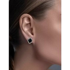 Серьги, искусственный камень, черный/золотой Style Store