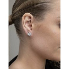 Серьги пусеты, кристалл, белый, серебряный Style Store