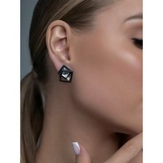 Серьги, искусственный камень, бесцветный, черный Style Store
