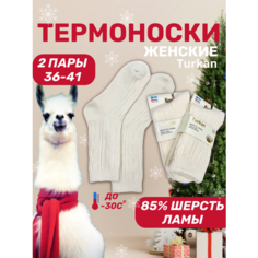 Носки Turkan, комплект, 2 пары, размер 36-41, бежевый, белый