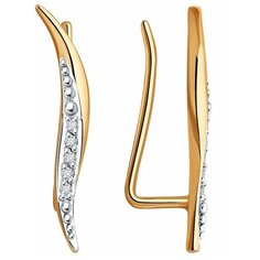 Серьги Diamant, красное золото, 585 проба, бриллиант, размер 18 мм, , бесцветный