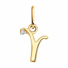 Подвеска Diamant, красное золото, 585 проба, фианит, размер 1.5 см., бесцветный