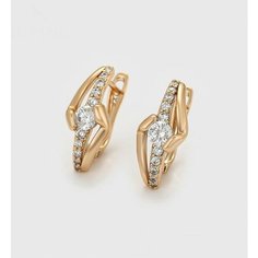 Серьги XUPING JEWELRY, Swarovski Zirconia, фианит, искусственный камень, размер 18 мм, золотой